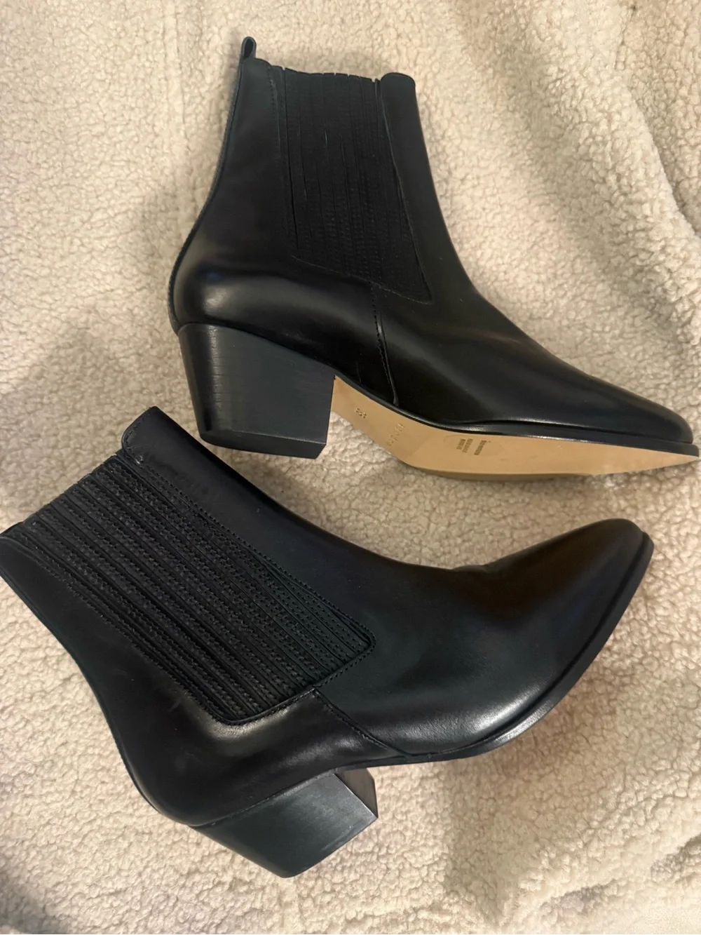 Sandro Black Leather Pointed Chelsea Ankle Boots